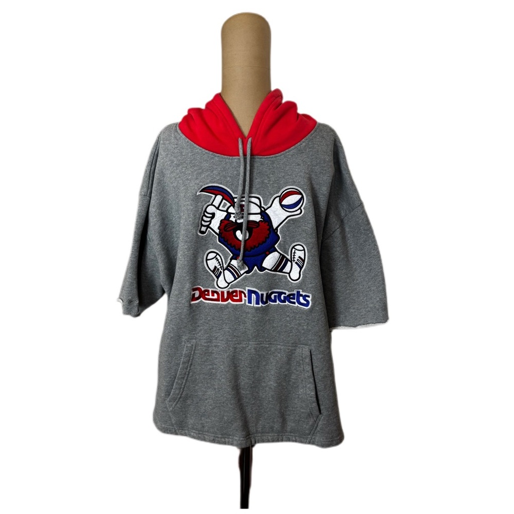Mitchell & Ness Denver Nuggets Fleece Short Sleeve Pullover Hoodie Size 2XL